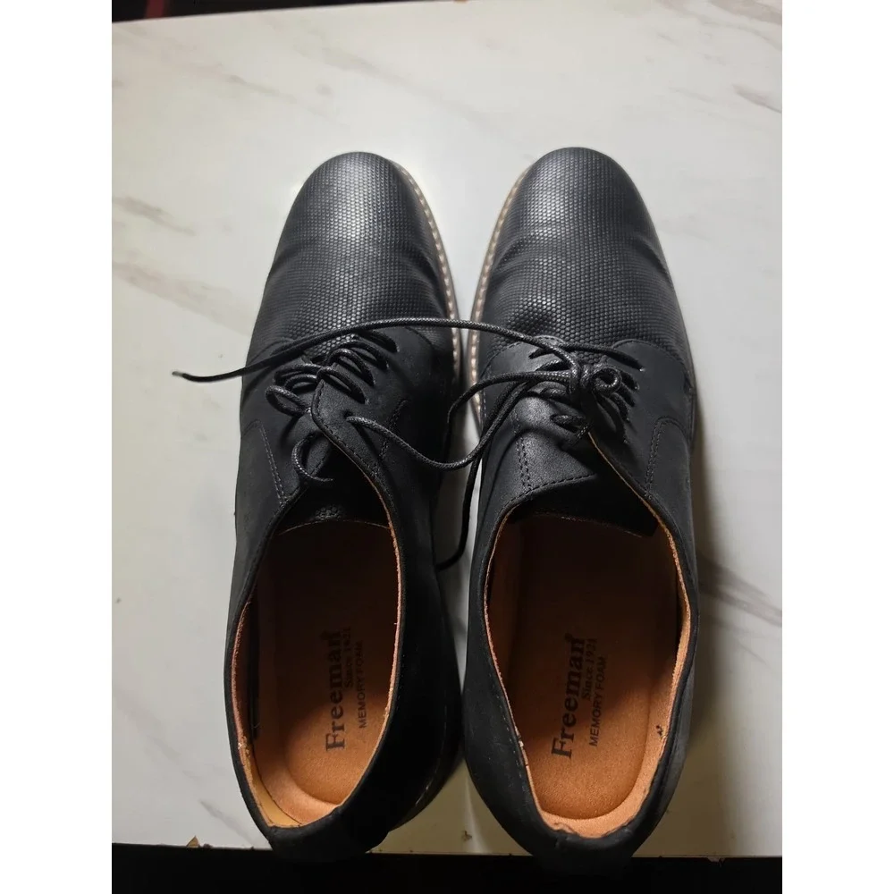 Freeman Lucas Men's Navy Suede Perforated Plain Toe Derby Shoes